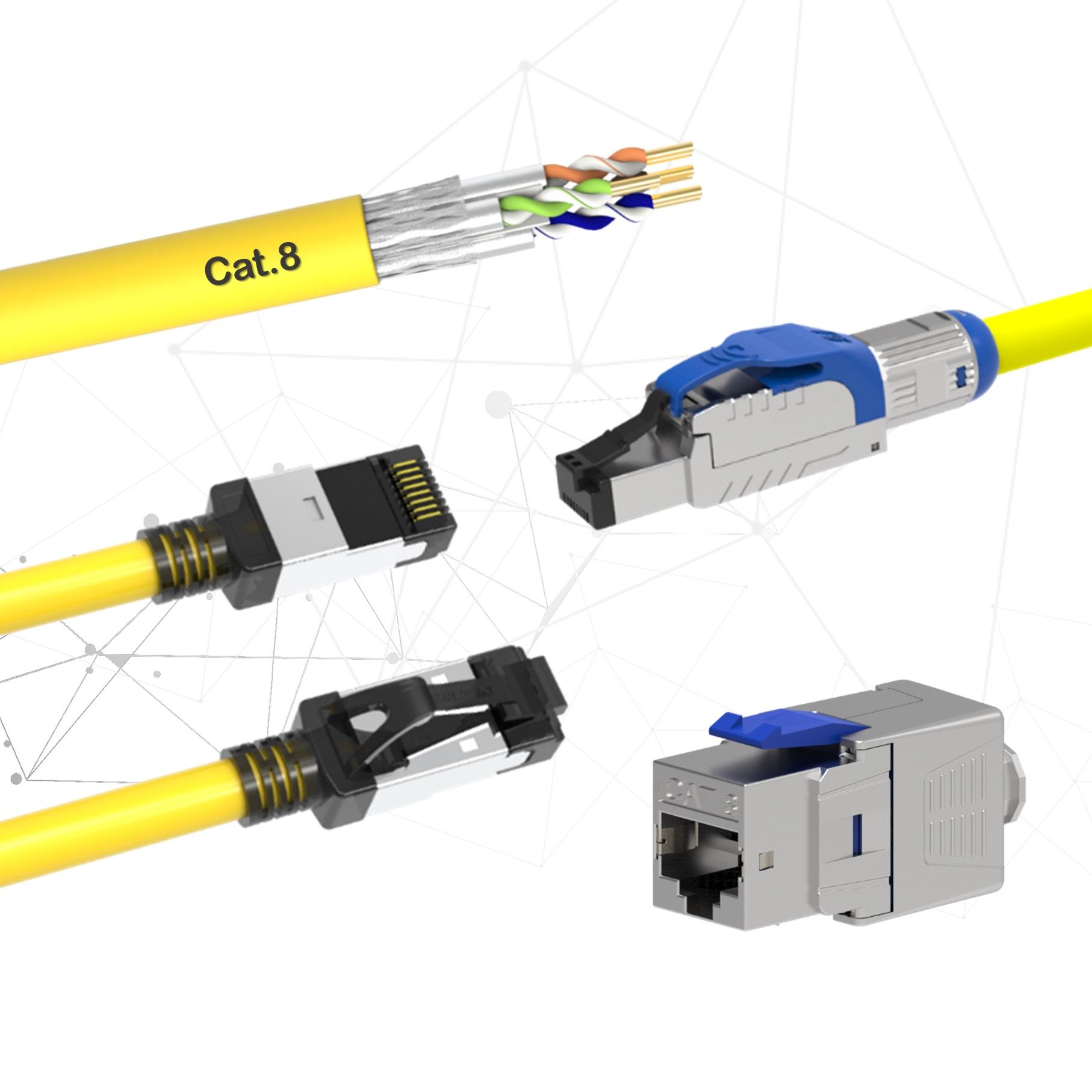 Cat8 Strukturerad Kabeldragning Ethernet 40G Hög Hastighet Cat8
